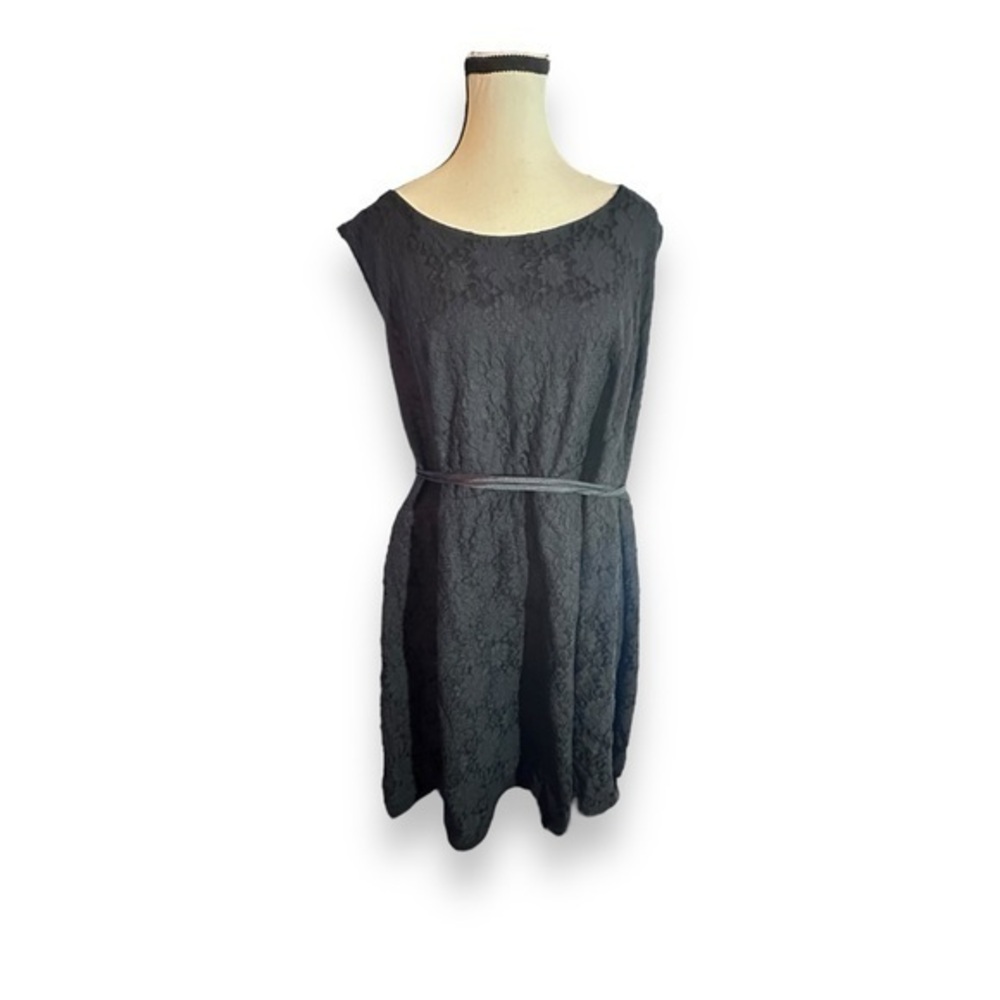Women’s Apt 9 3X Tie Belt Black Sleeveless Lace A Line Dress 22 24 3XL XXXL - Picture 1 of 8